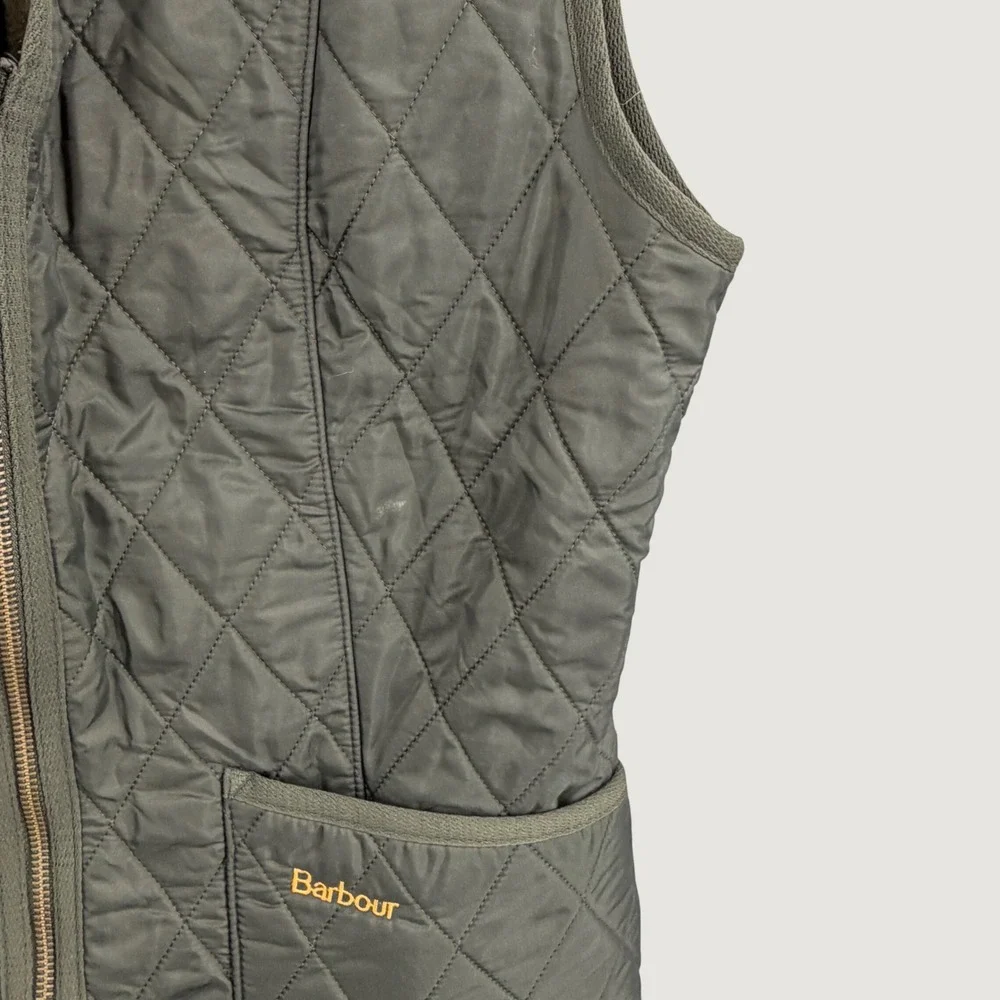 Barbour Fleece Betty Liner Vest Size 10 Olive Green Quilted Full Zip Sleeveless - Picture 2 of 5